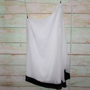 NWOT White One Shoulder Dress w/ Chiffon Overlay